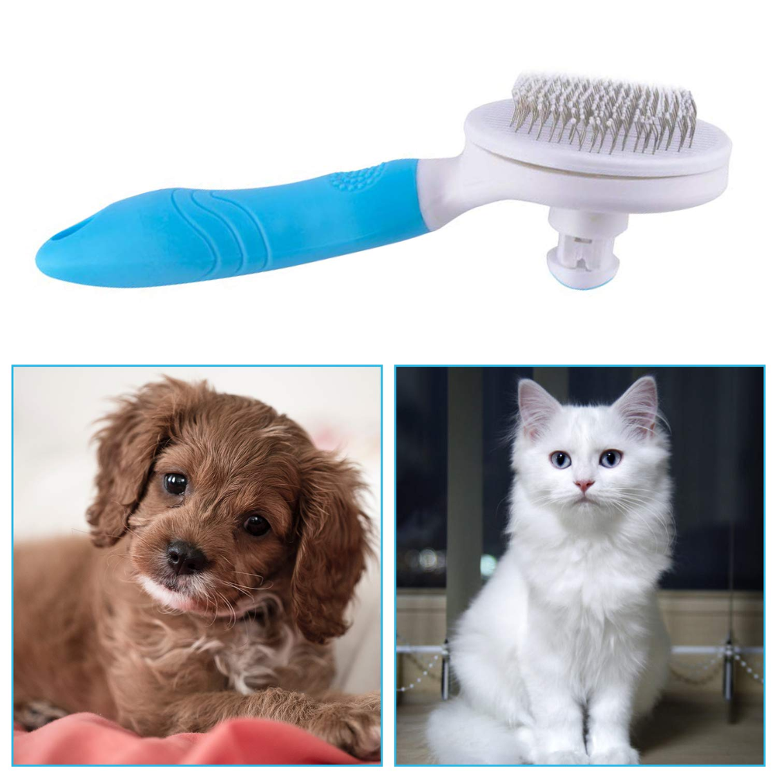 [vendor] Self Cleaning Slicker Brush - Cat Brush Skin-Friendly Deshedding