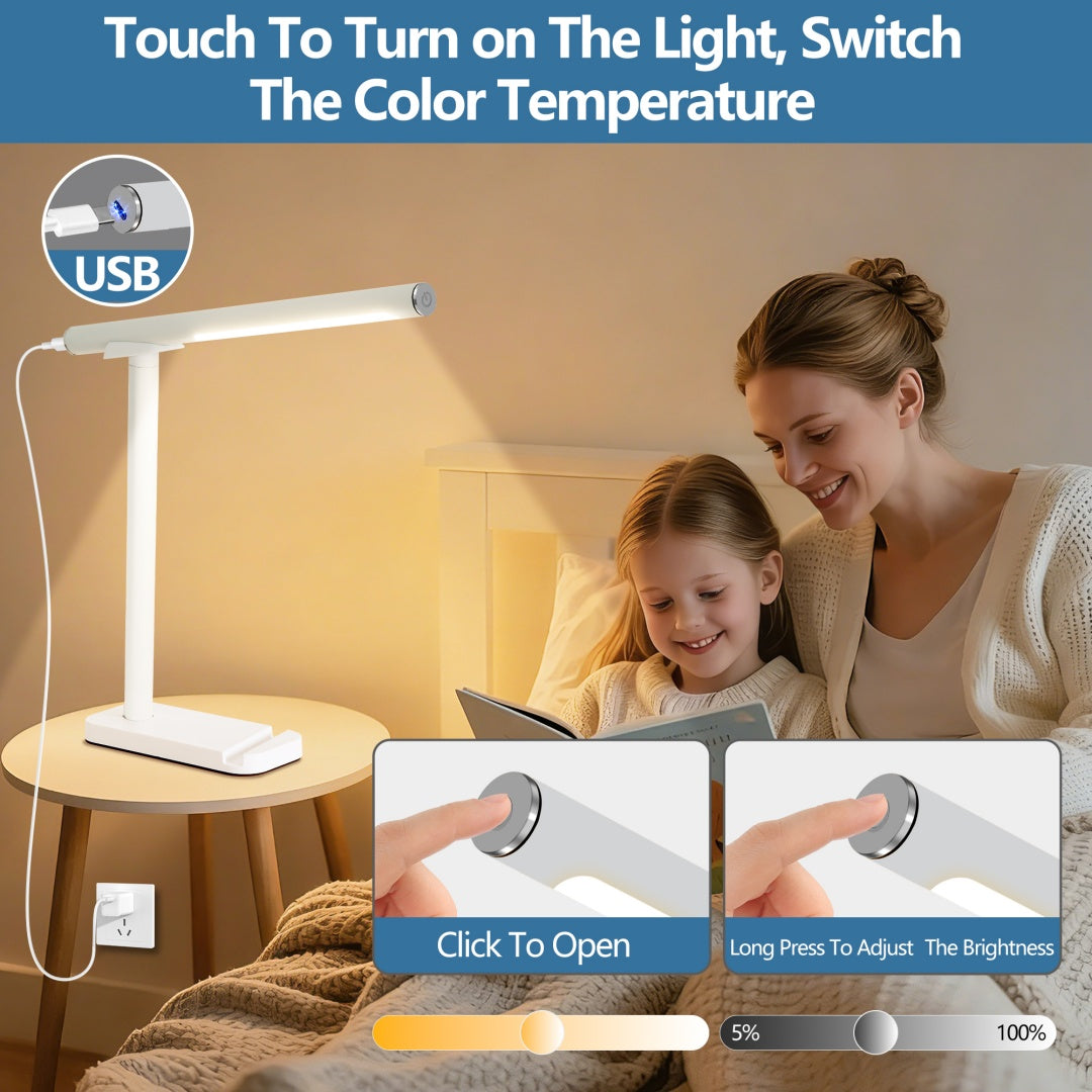 [vendor] LED Desk Lamp 360 Adjustable, USB Charging Port, 5 Light