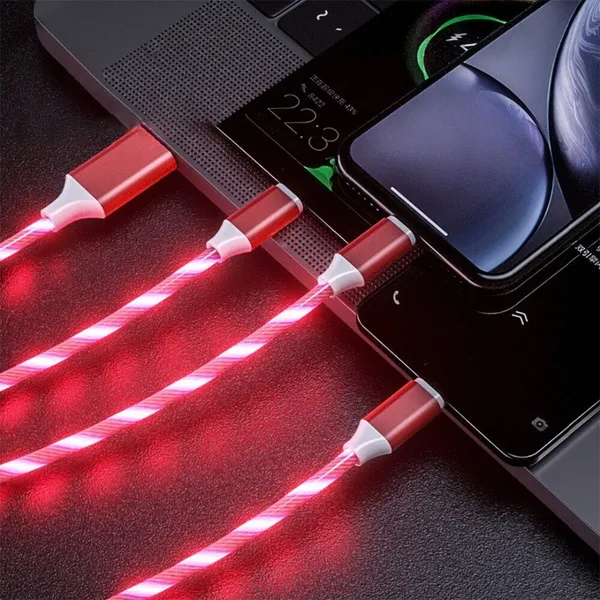 [vendor] 3 In 1 LED Fast Charging Cable Adapter For Micro USB