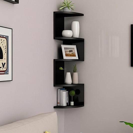 [vendor] 5 Tier Floating Corner Shelves Wooden Storage Display