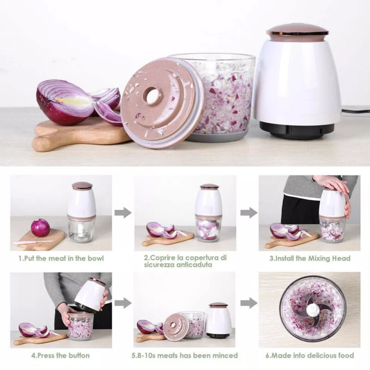 [vendor] 700ML Food Processor Electric Vegetable Chopper Multi