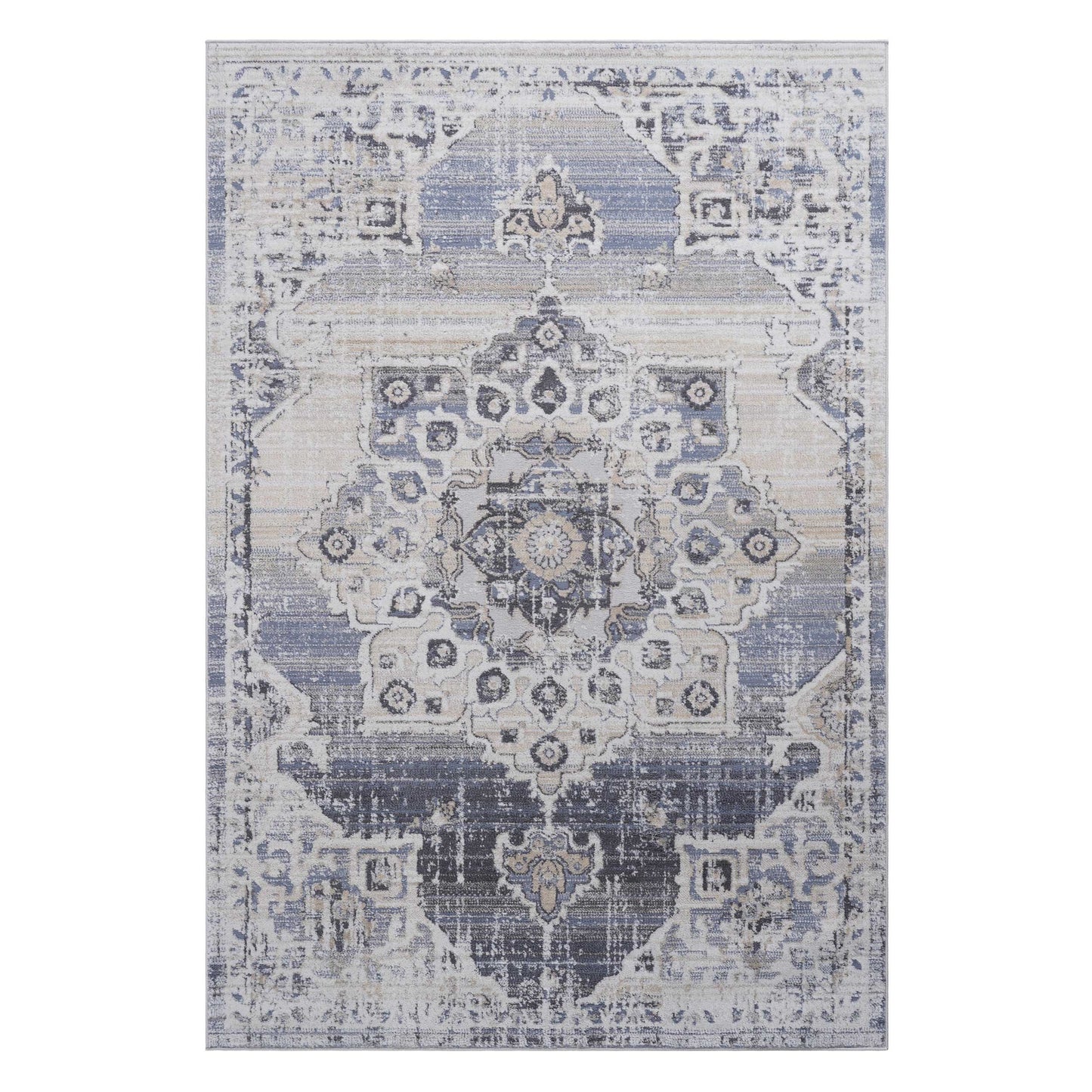 [vendor] PAYAS 2X3 Cream Blue Medallion Doormat Rug