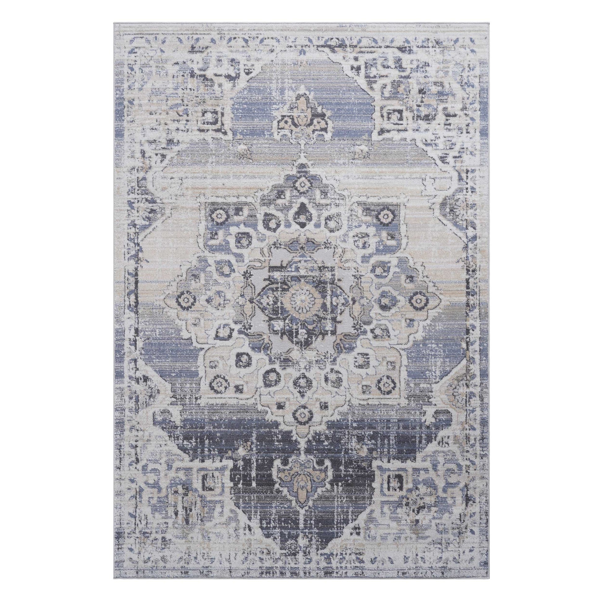 [vendor] PAYAS 2X3 Cream Blue Medallion Doormat Rug