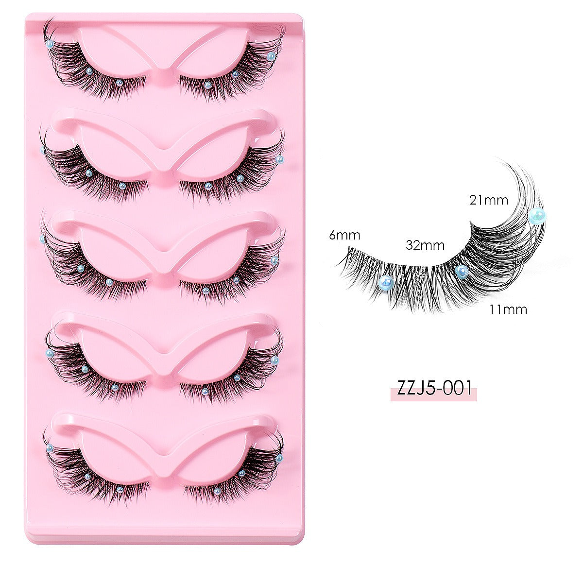 [vendor] 5 Pairs False Lashes Eyelashes Extension Cluster, Clear