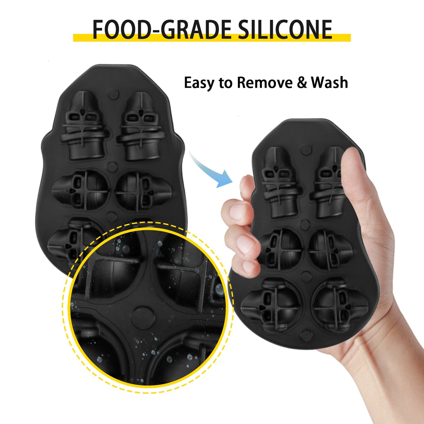 [vendor] Skull Ice Cube Tray, 6-Grid Skull Ice Ball Maker,