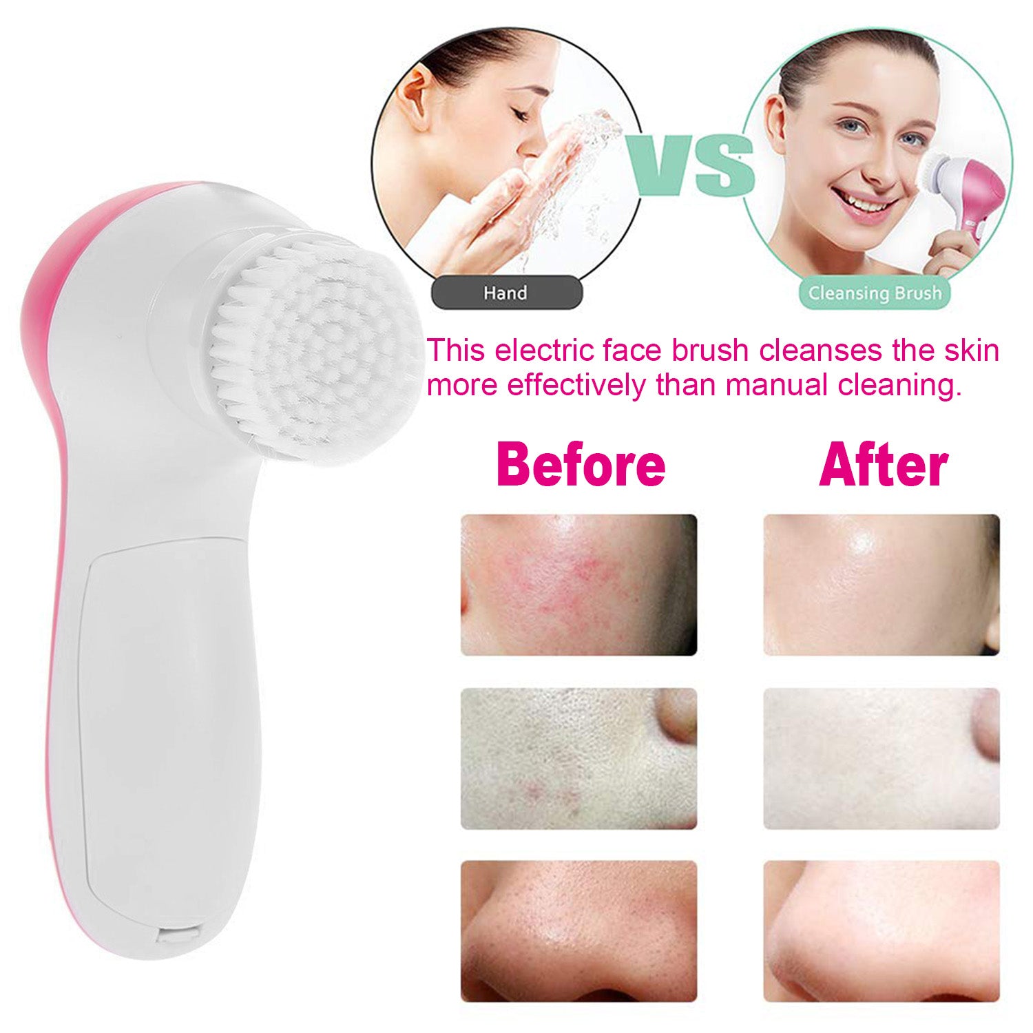 [vendor] 1Pc Facial Cleansing Brush Waterproof Face Spin Cleaning