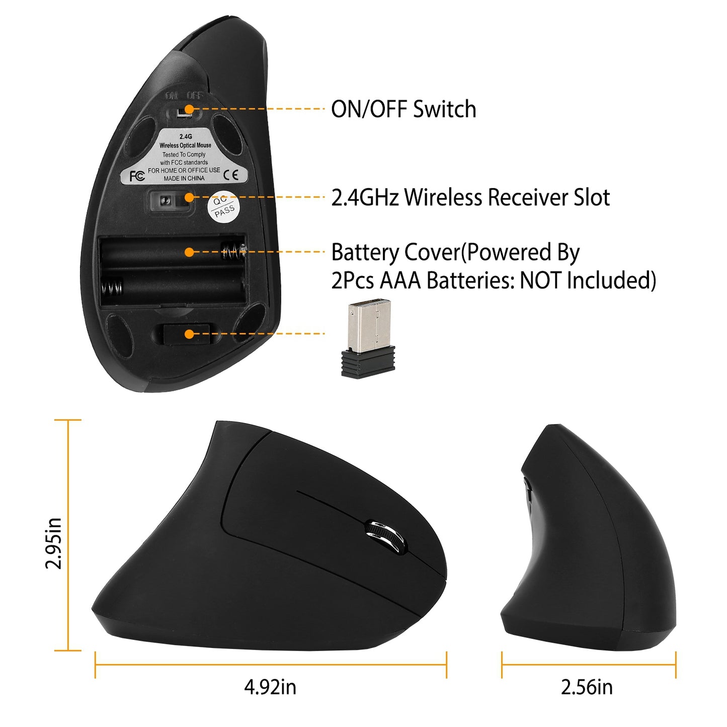 [vendor] 2.4G Wireless Vertical Mouse Ergonomic Optical Mice With