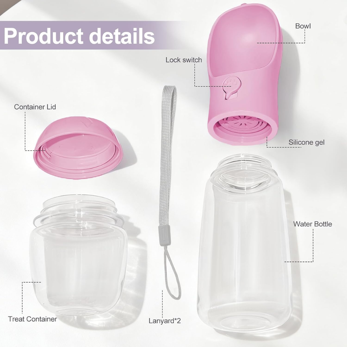 [vendor] Portable Dog Water Bottle With Food Container, Drinking Bottle For