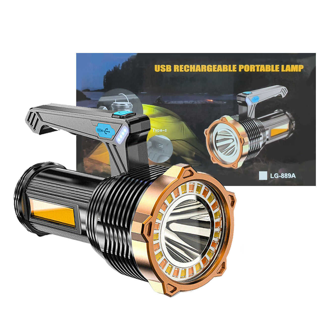 [vendor] LED Torch USB Rechargeable COB Work Light Flashlight