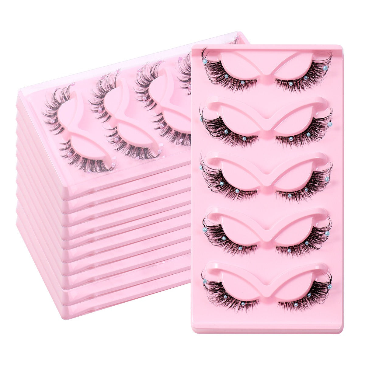 [vendor] 5 Pairs False Lashes Eyelashes Extension Cluster, Clear