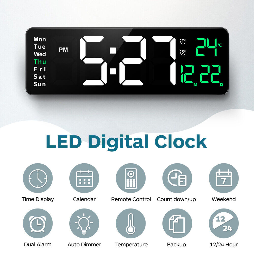 [vendor] 16inch Large Jumbo Digital LED Wall Clock Alarm Calendar