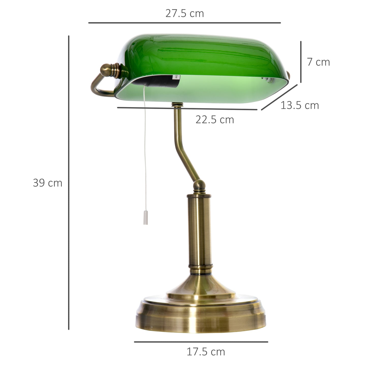 [vendor] Banker's Desk Lamp With Antique Bronze Tone Base, Table
