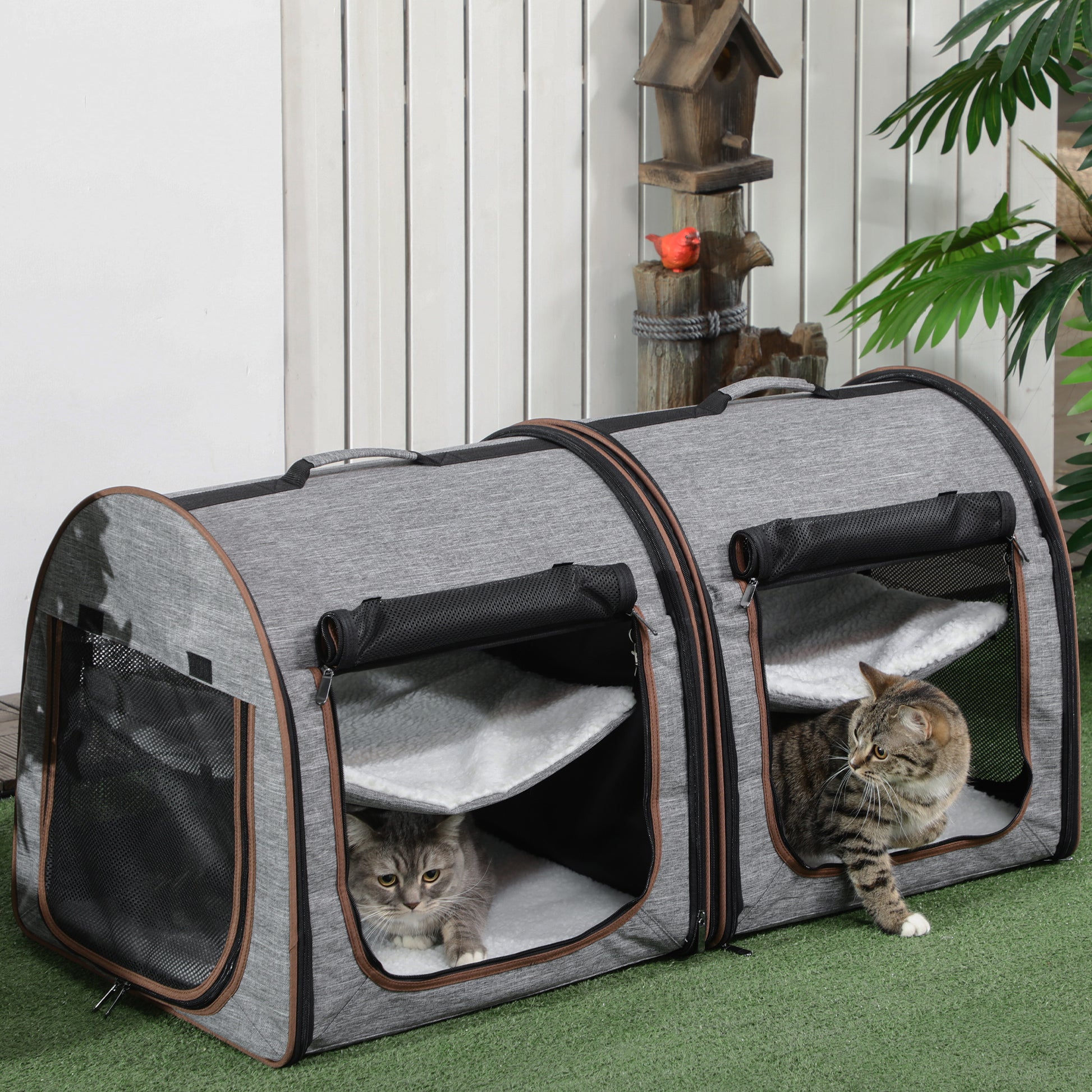 [vendor] Portable Soft-sided Pet Cat Carrier With Divider, Two