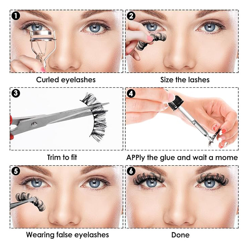 [vendor] 10 Pairs False Lashes Eyelashes Extension Cluster, Faux