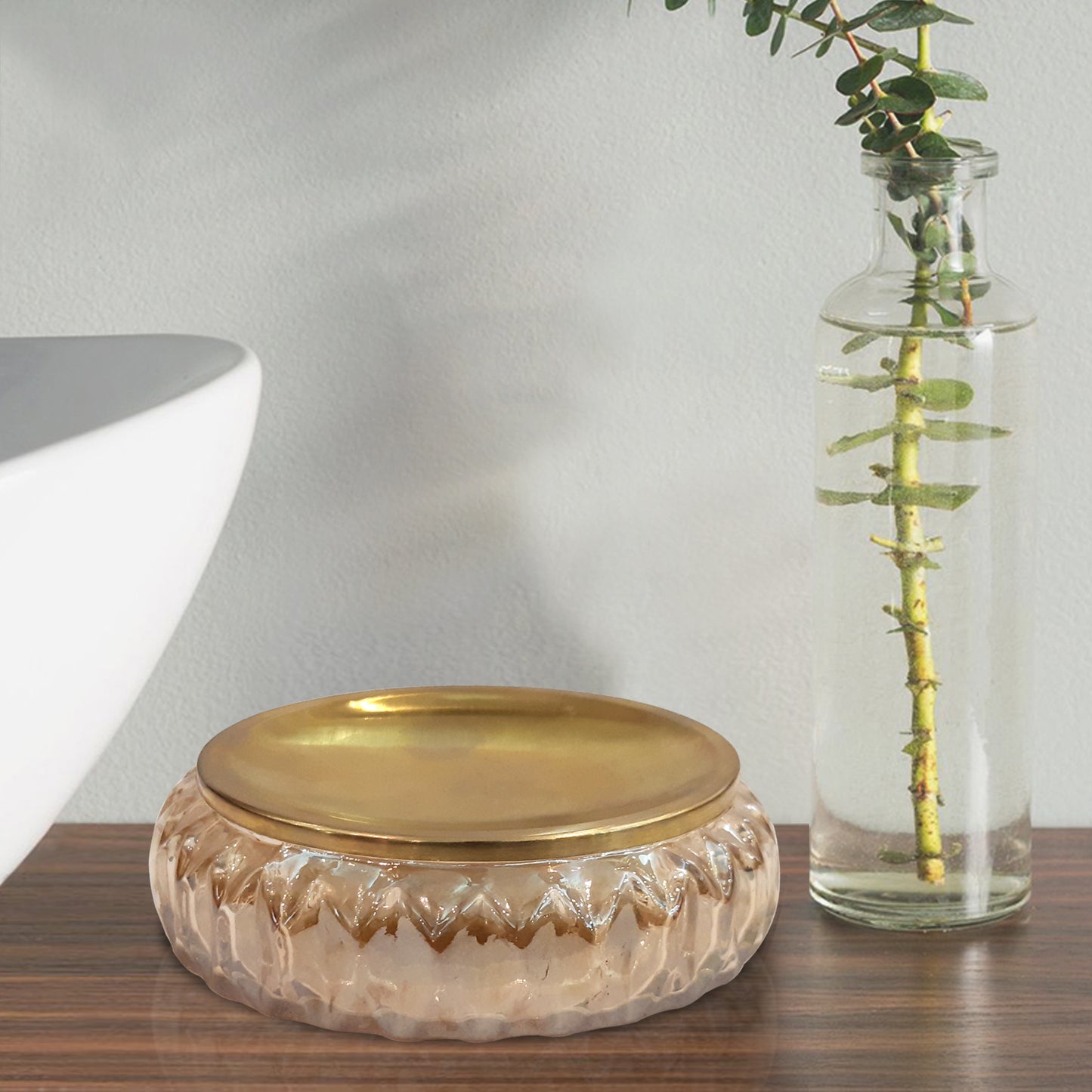 [vendor] Glass Soap Dish For Bathroom Counter,Shower & Kitchen Amber