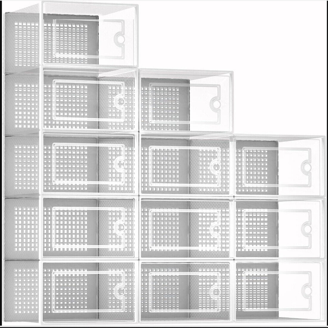 [vendor] 12Pcs Transparent Clear Shoe Storage Box Rack Plastic