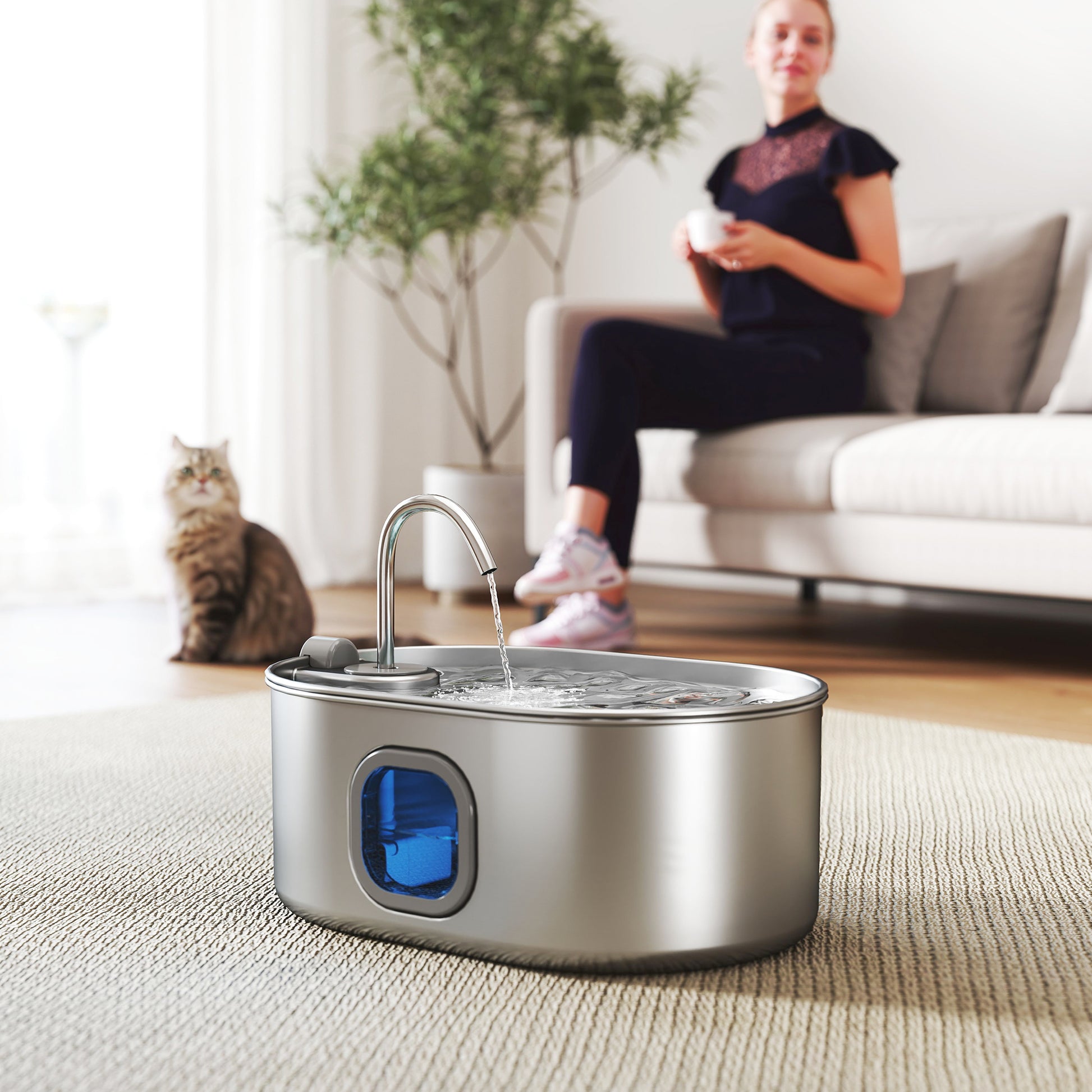 [vendor] 246 oz./7L Stainless Steel Cat Water Fountain with Filters,