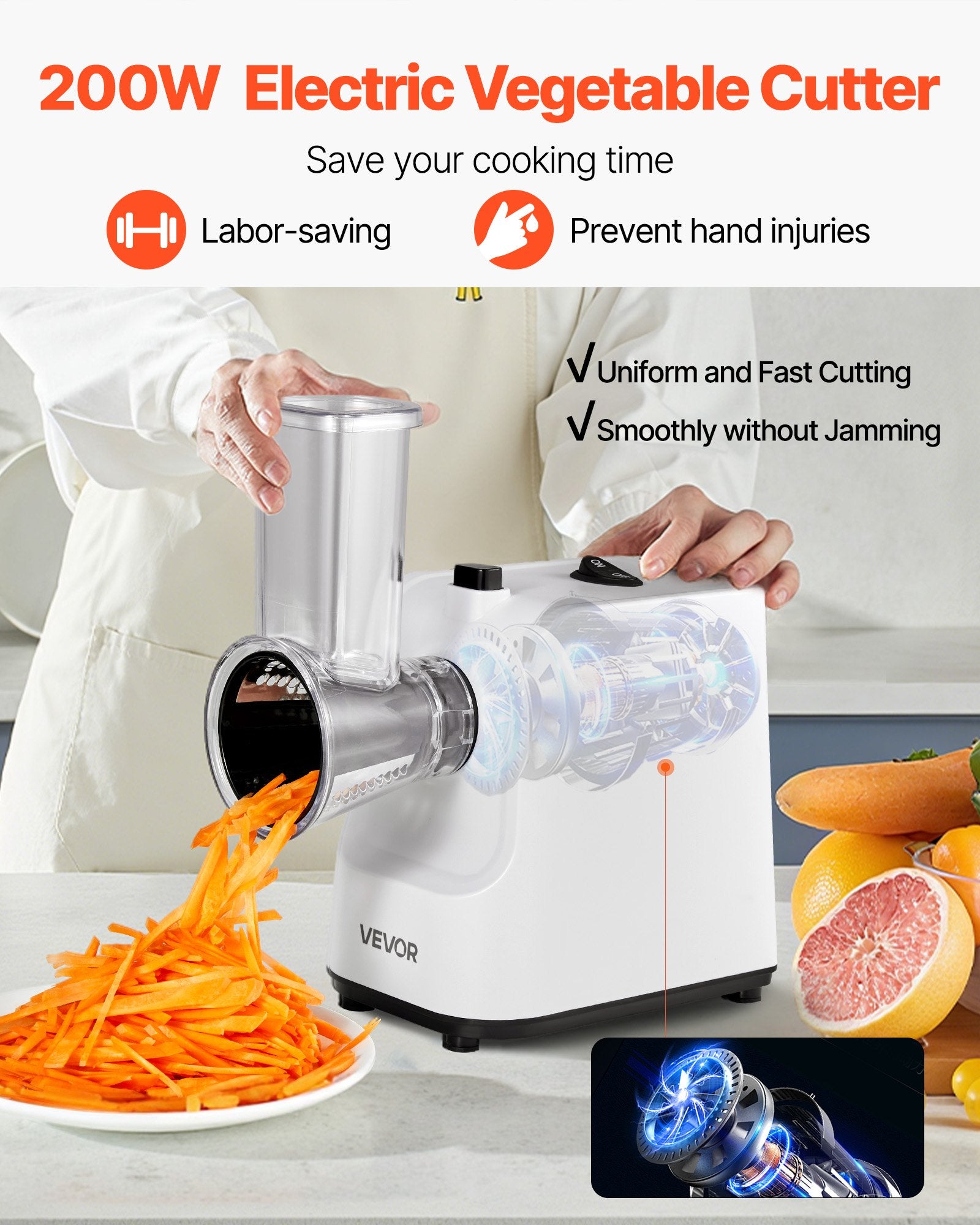 [vendor] Electric Cheese Grater Salad Maker, 200W Salad Shooter,