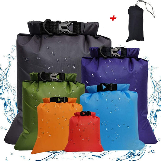[vendor] 6Piece Waterproof Dry Bag Set Lightweight Rolltop Sacks