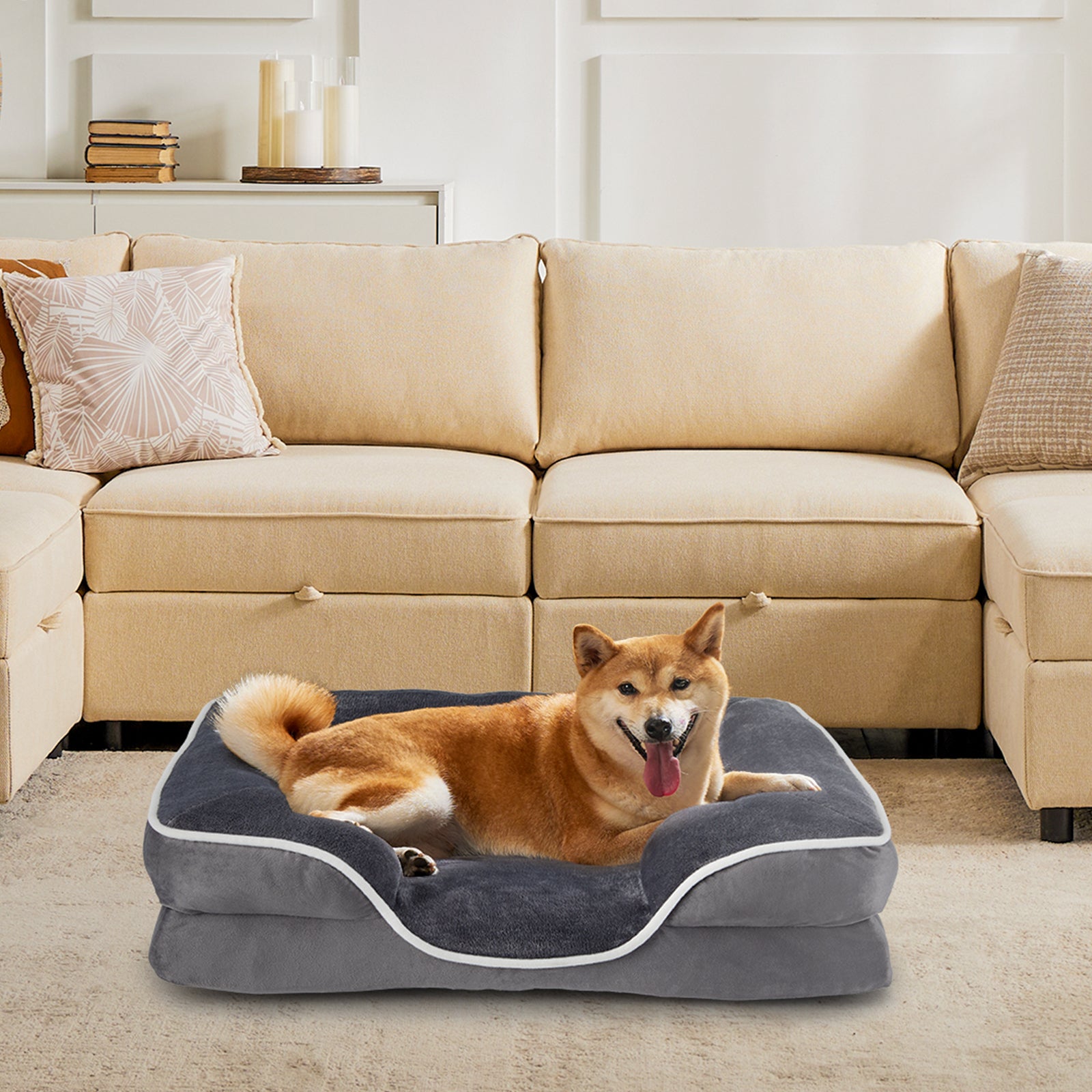 [vendor] Memory Foam Pet Bed For Small Dogs & Cats With Washable Removable Cover Non-Slip Base Waterproof Liner