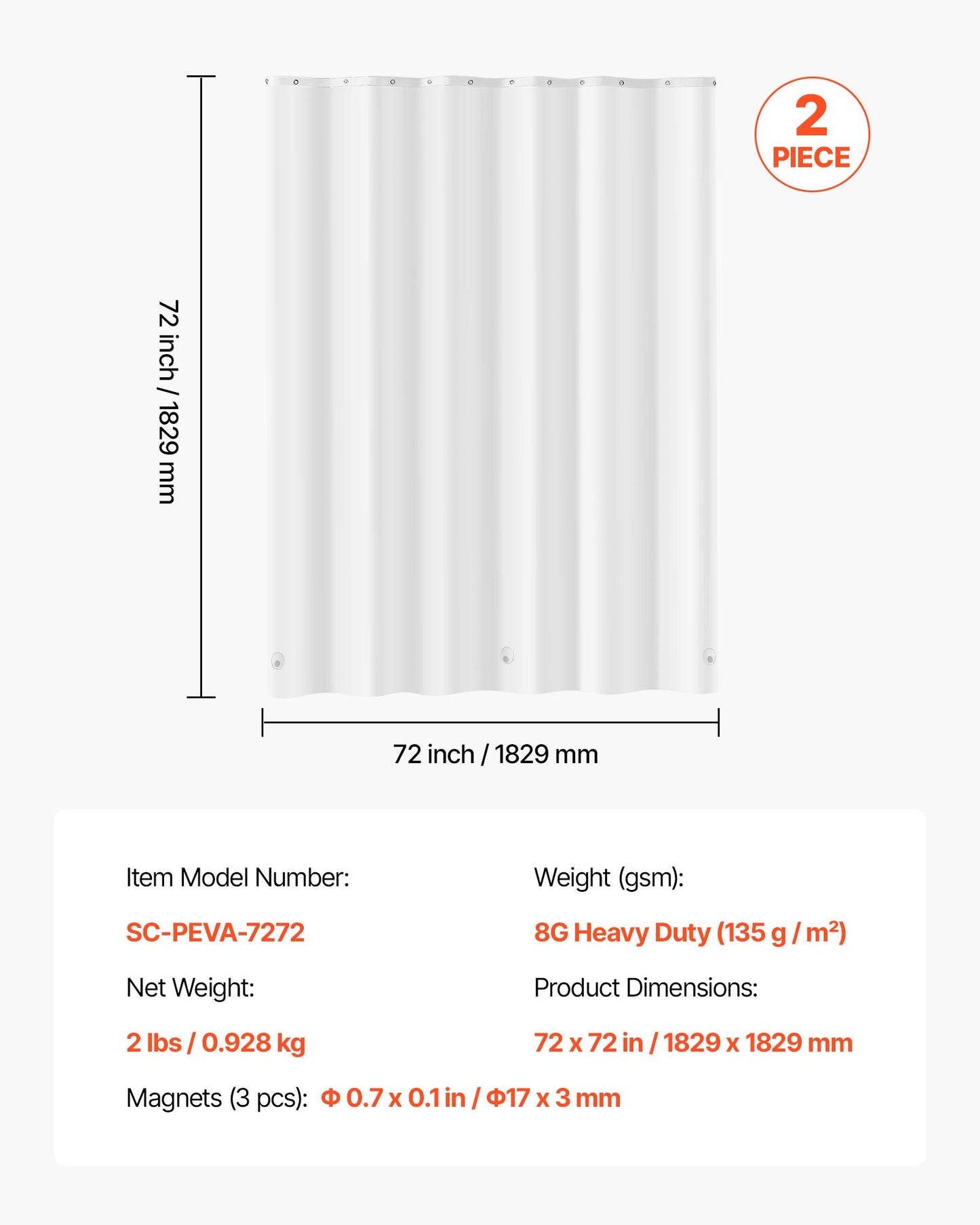[vendor] Shower Curtain Liner, 8G Heavy-Duty PEVA Shower Liner,