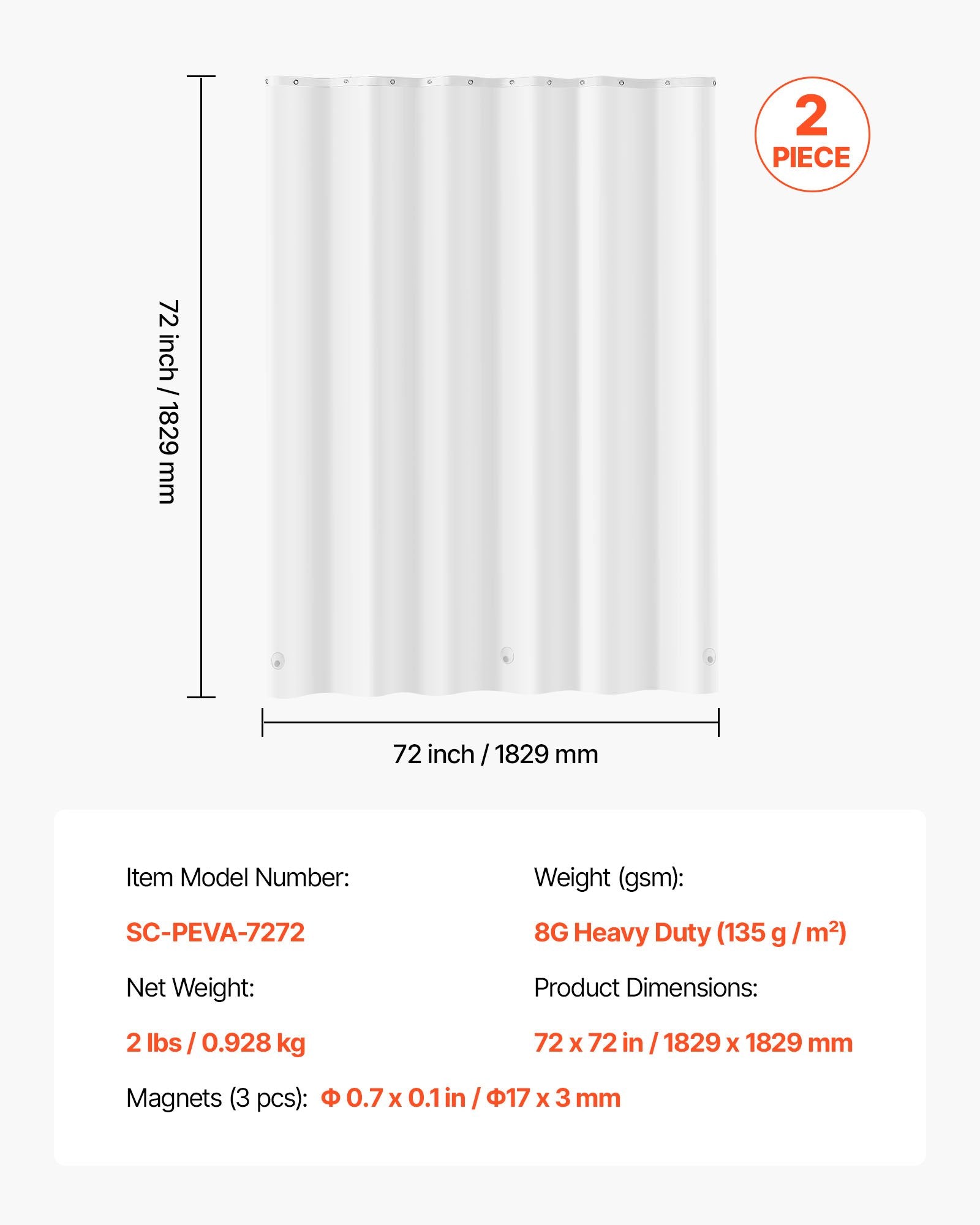 [vendor] Shower Curtain Liner, 8G Heavy-Duty PEVA Shower Liner,