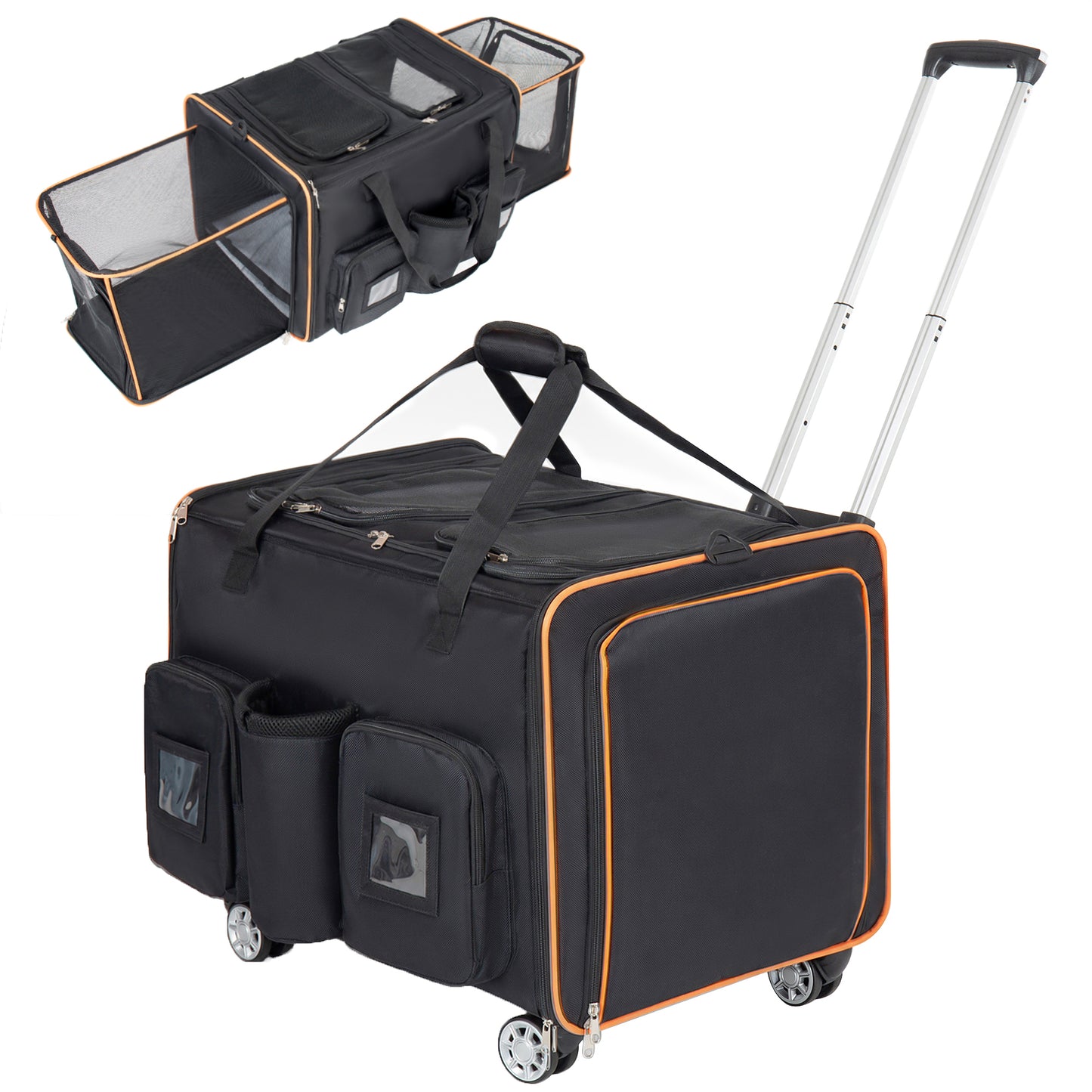 [vendor] 2 In 1 Large Cat Carrier For 2 Cats,Rolling Pet Carrier With