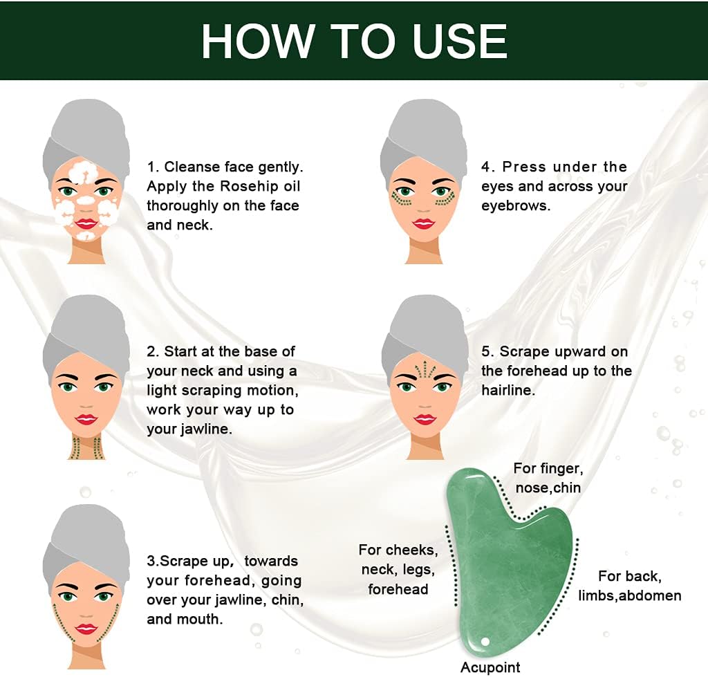 [vendor] Gua Sha Massage Tools & Rosehip Oil In One Set, Nature