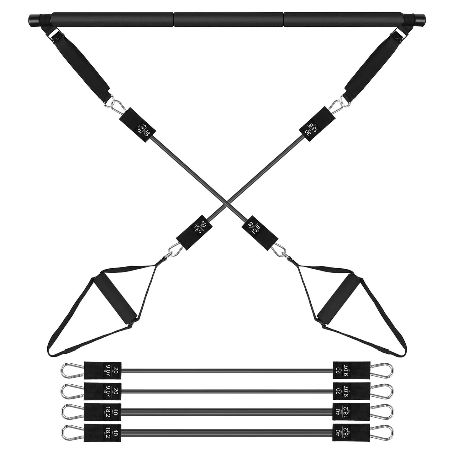 [vendor] 100LBS OR 180LBS Band Options - 1Pc Pilates Bar Kit