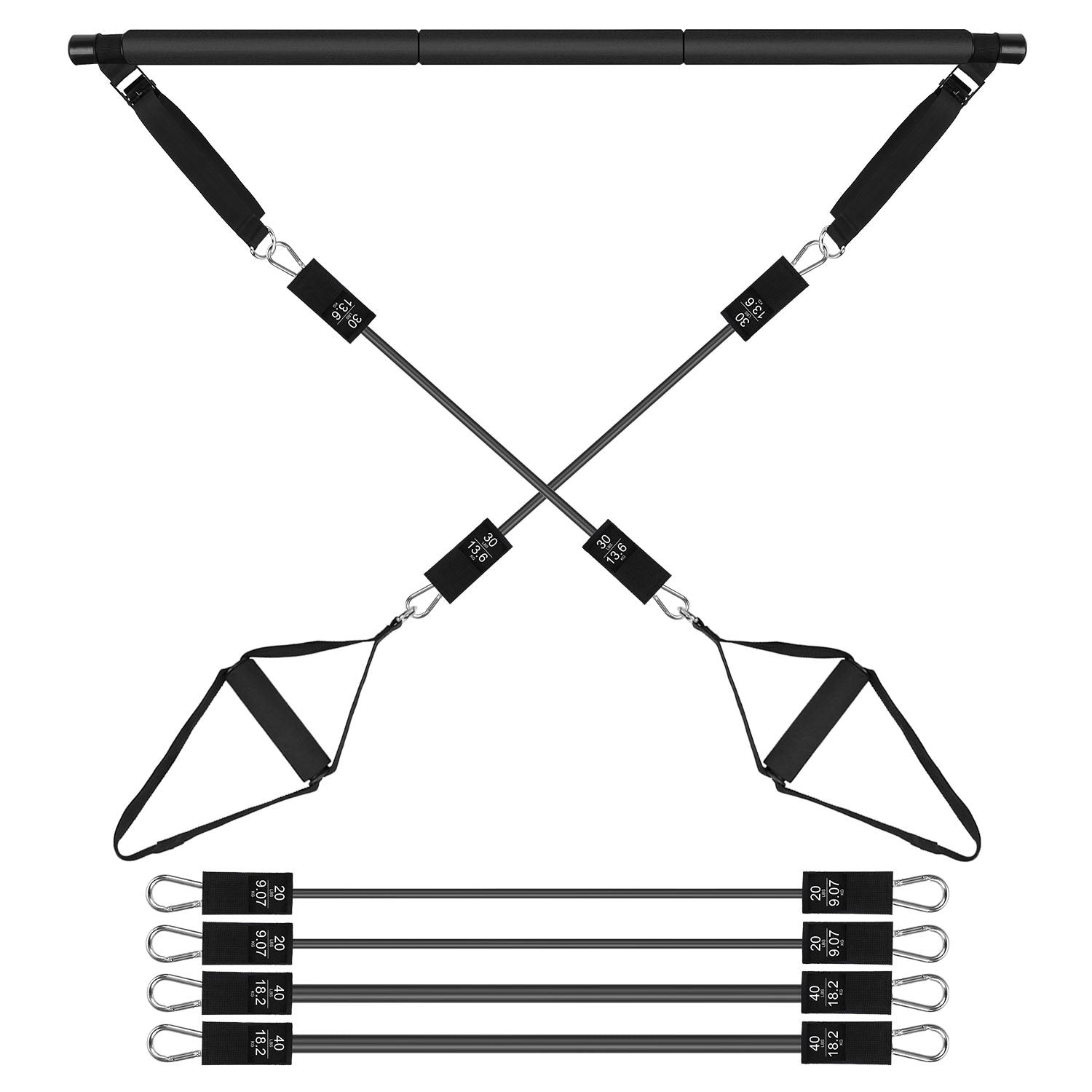 [vendor] 100LBS OR 180LBS Band Options - 1Pc Pilates Bar Kit