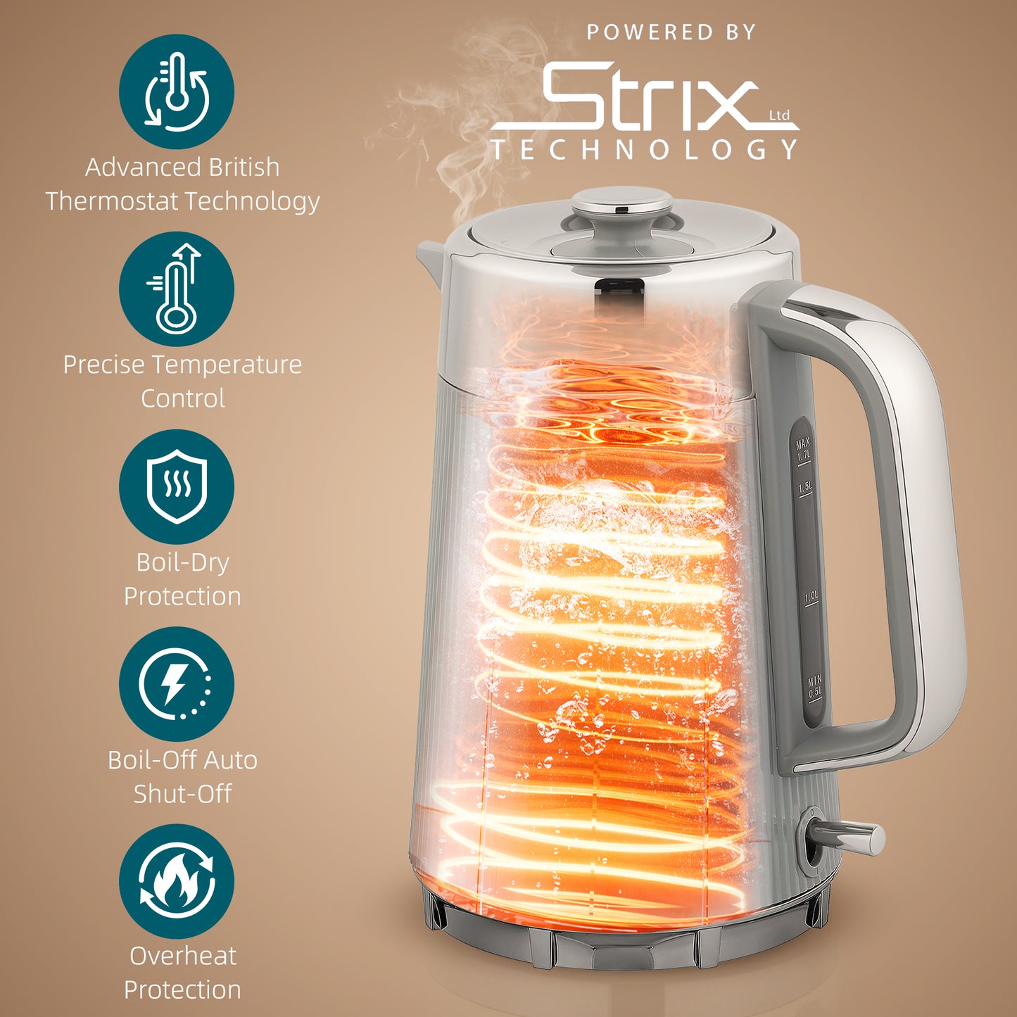 [vendor] Electric Stainless Steel Kettle And Toaster Set, 3000W