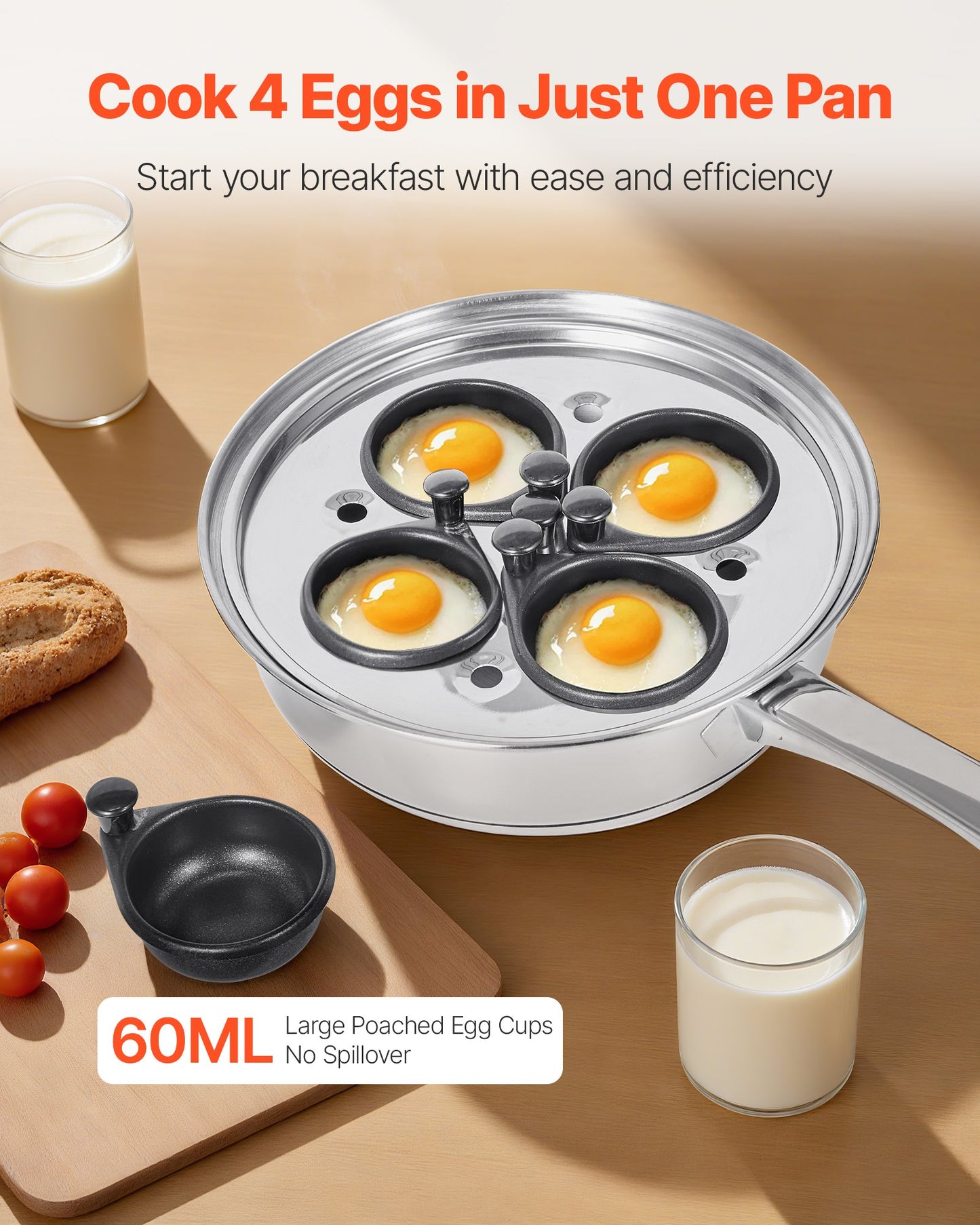 [vendor] Egg Poacher Pan, 4-Cup Poached Egg Maker, Stainless
