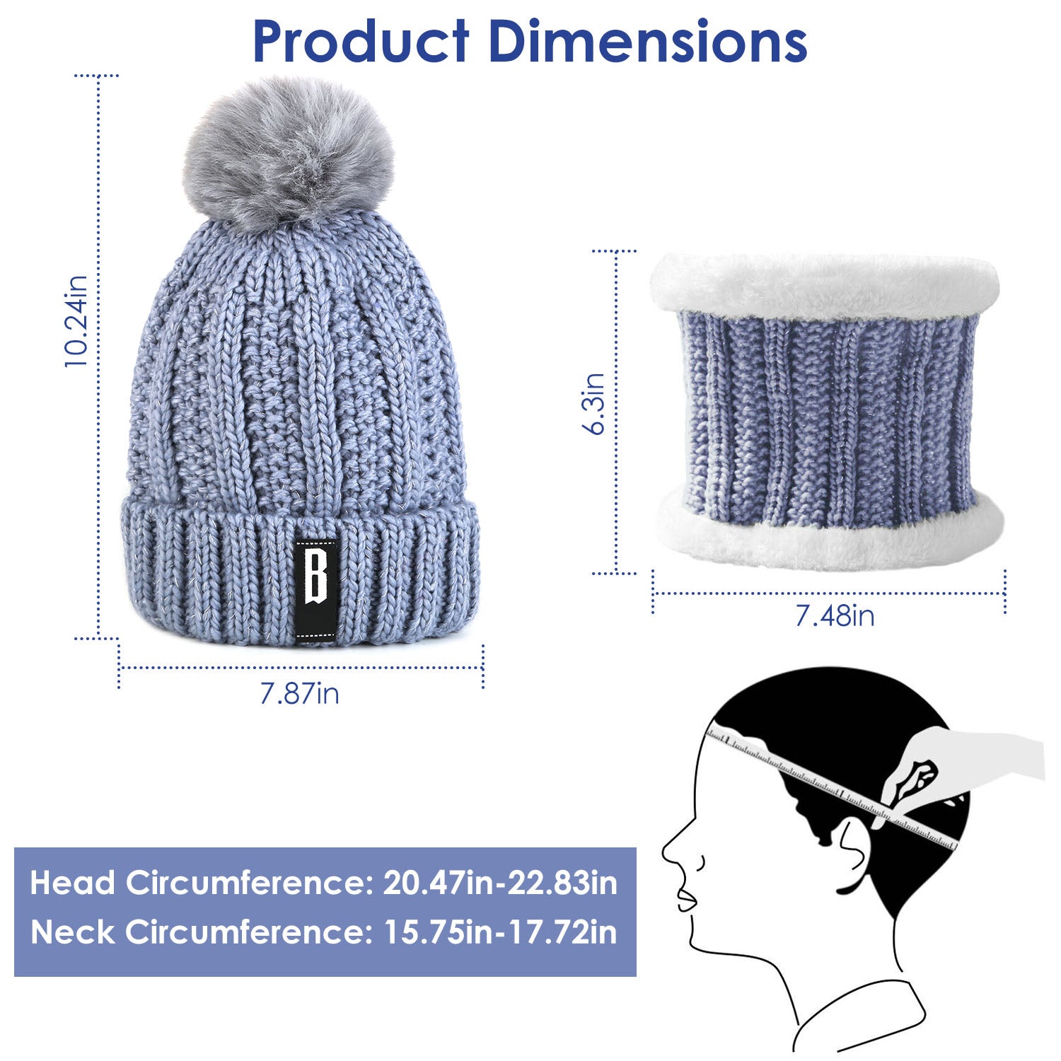 [vendor] 1Set Winter Beanie Hat Scarf Set Women Warm Knitting