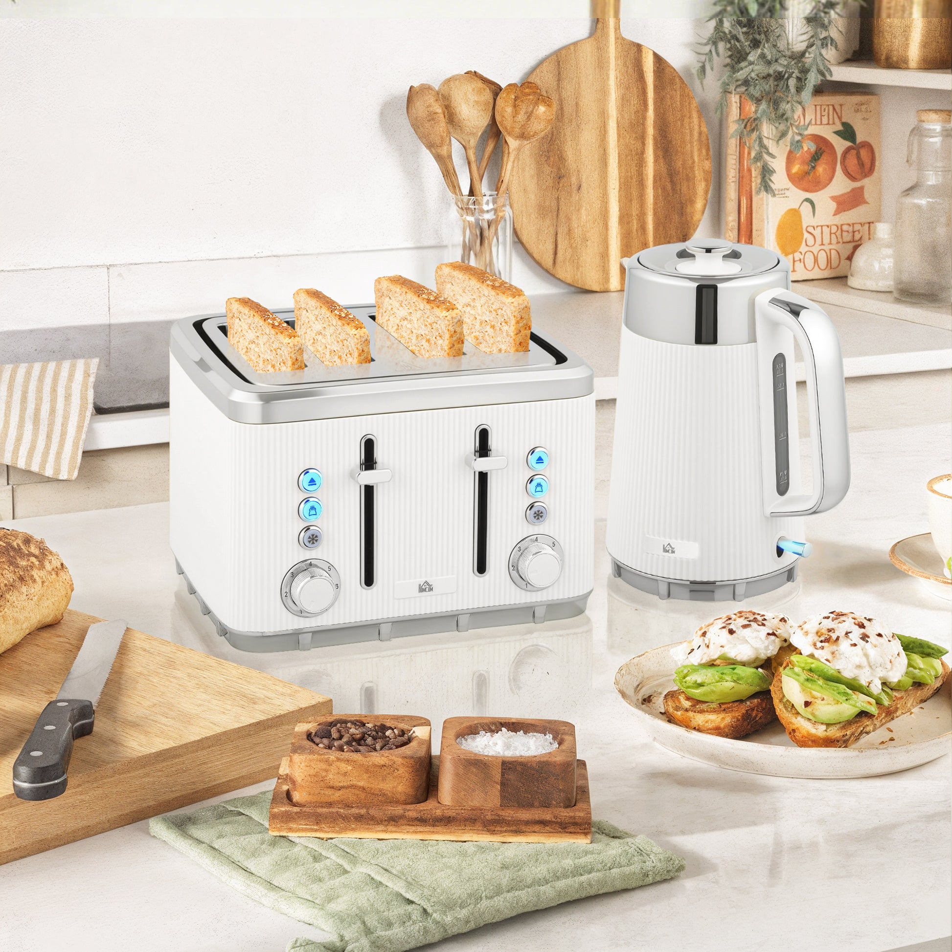 [vendor] Electric Stainless Steel Kettle And Toaster Set, 3000W