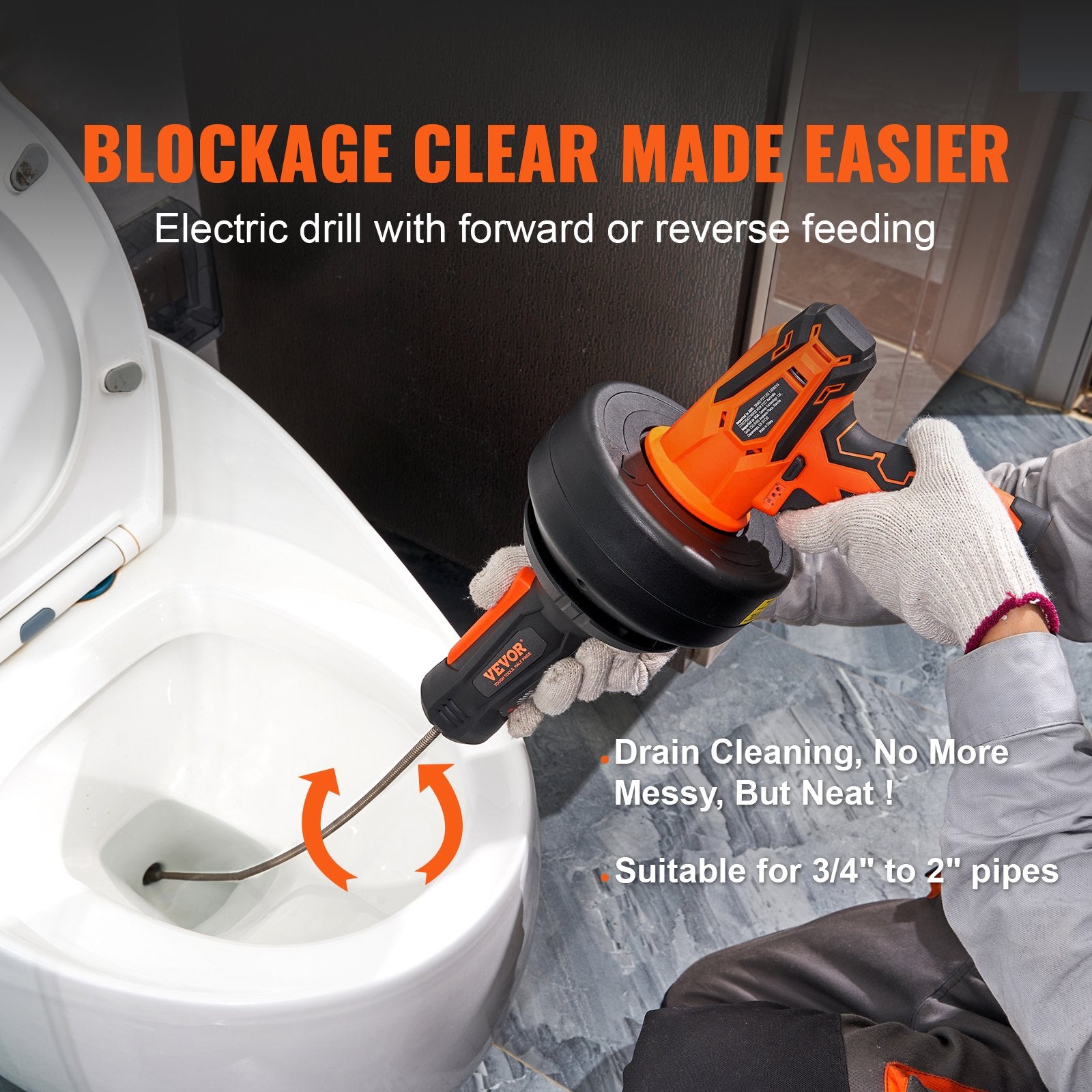 [vendor] 12V Electric Drain Auger, 25FT Cordless Plumbing Snake