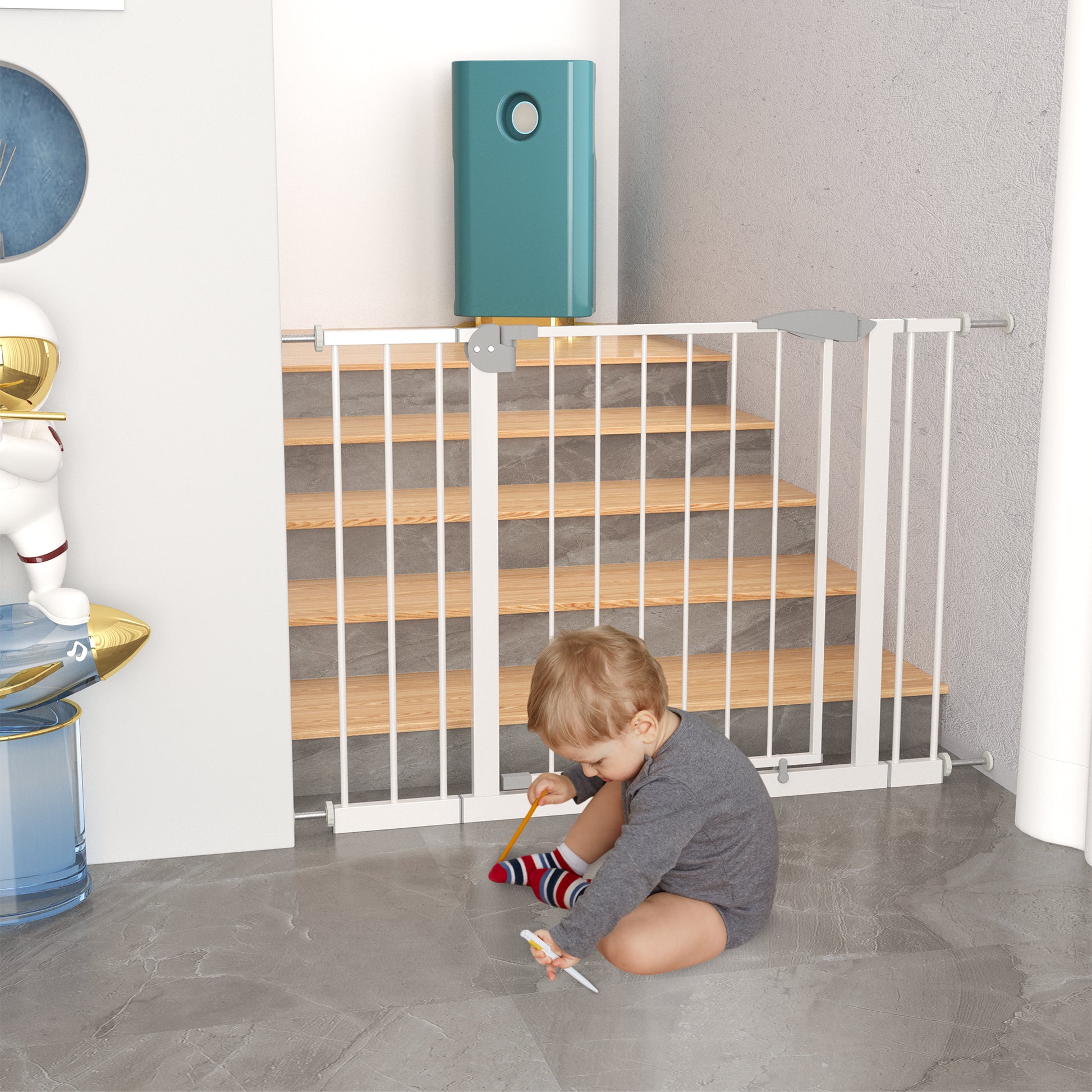 [vendor] 29.5-45.3 Wide Baby Gate For Stairs, Dog Gate Indoor For Doorways,
