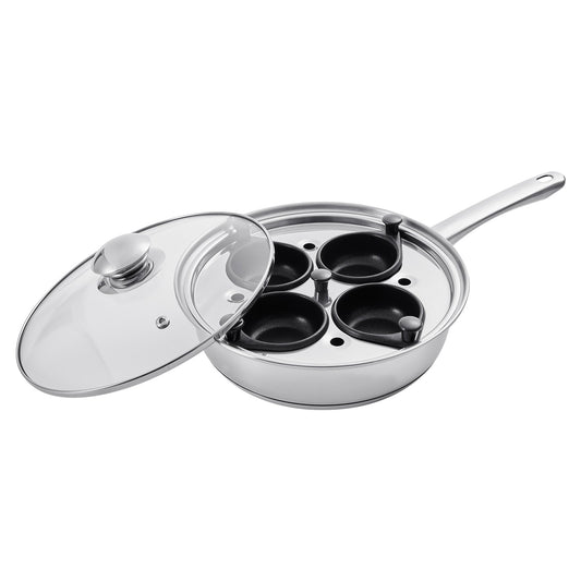 [vendor] Egg Poacher Pan, 4-Cup Poached Egg Maker, Stainless