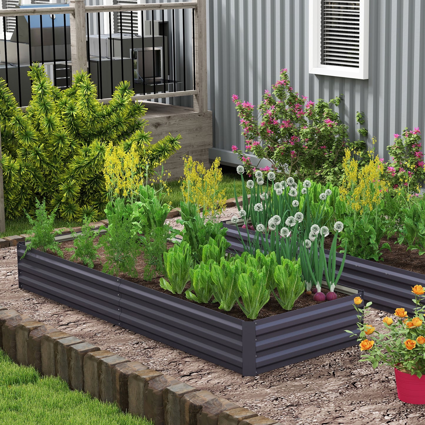[vendor] Metal Raised Garden Bed Planter Box Outdoor Planters For