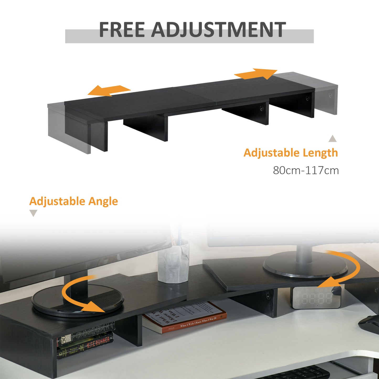 [vendor] Vinsetto Dual Monitor Stand Riser With Adjustable Length