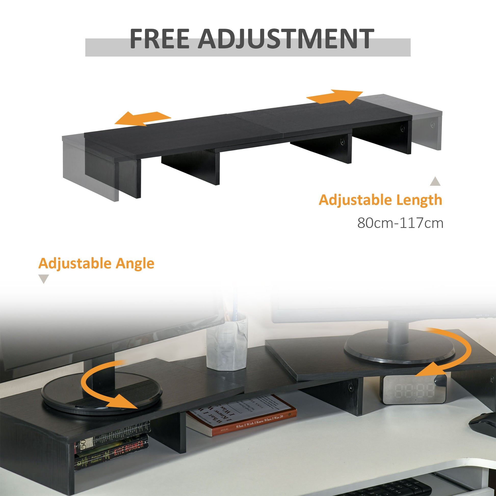 [vendor] Vinsetto Dual Monitor Stand Riser With Adjustable Length