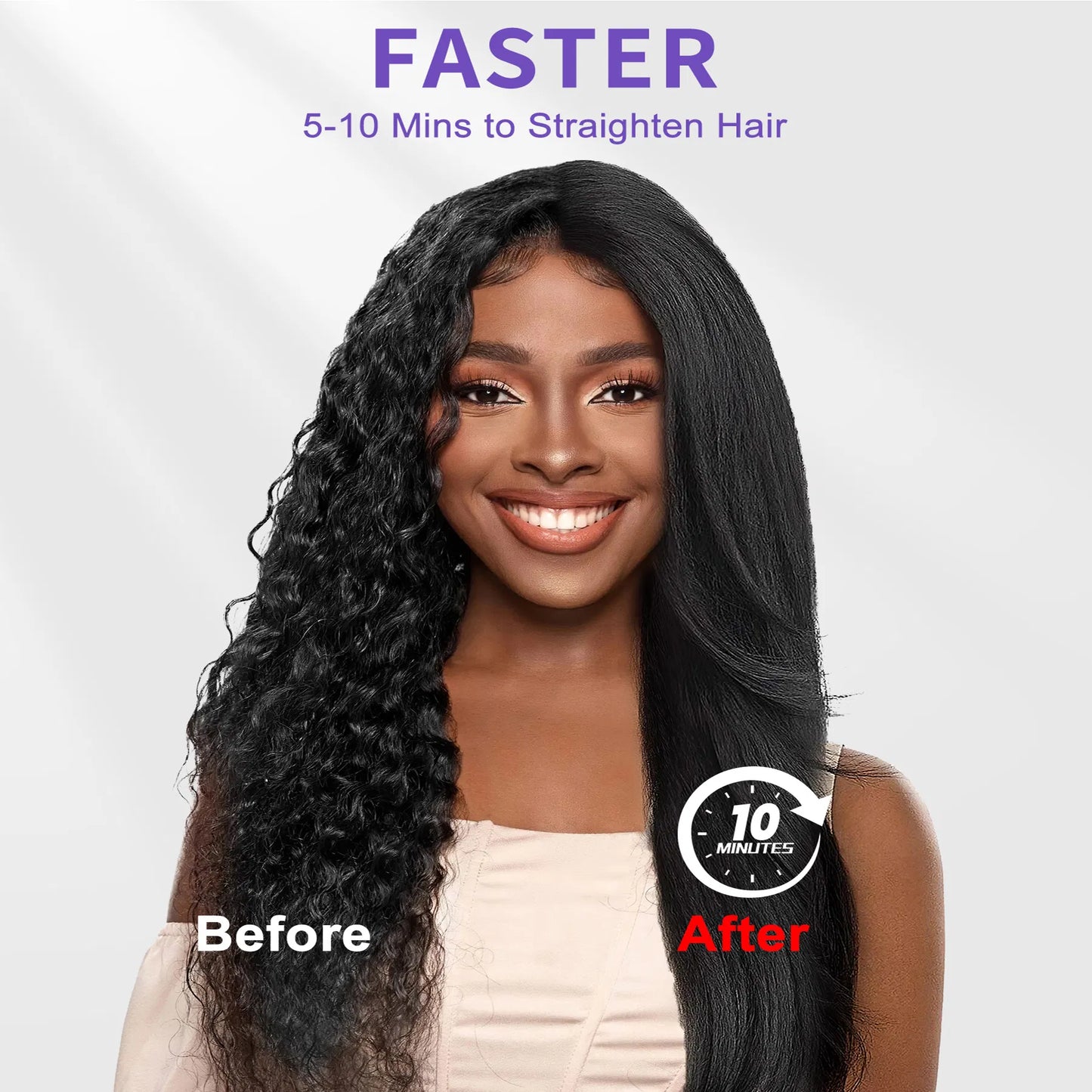 [vendor] Hair Straightener Brush, Ionic Plus Steam Straightening