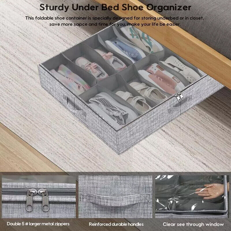 [vendor] Under Bed Shoe Box 12 Pairs Storage Organiser Closet