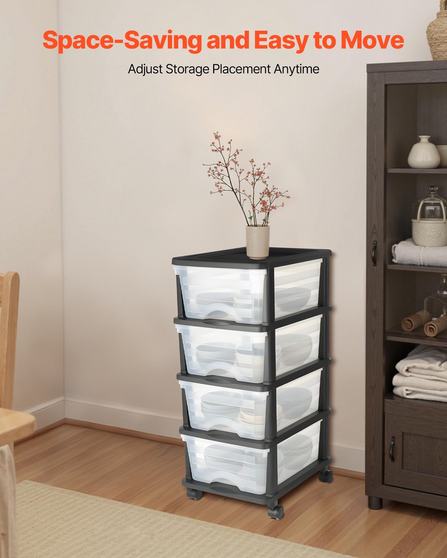[vendor] Plastic Storage Drawers Cart, 4 Drawers Storage