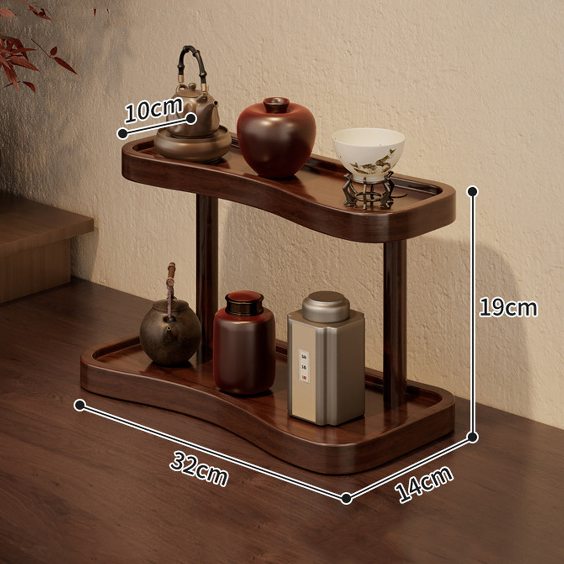 [vendor] New Walnut Desk Organizer Shelf Modern Multiuse 2 Tier