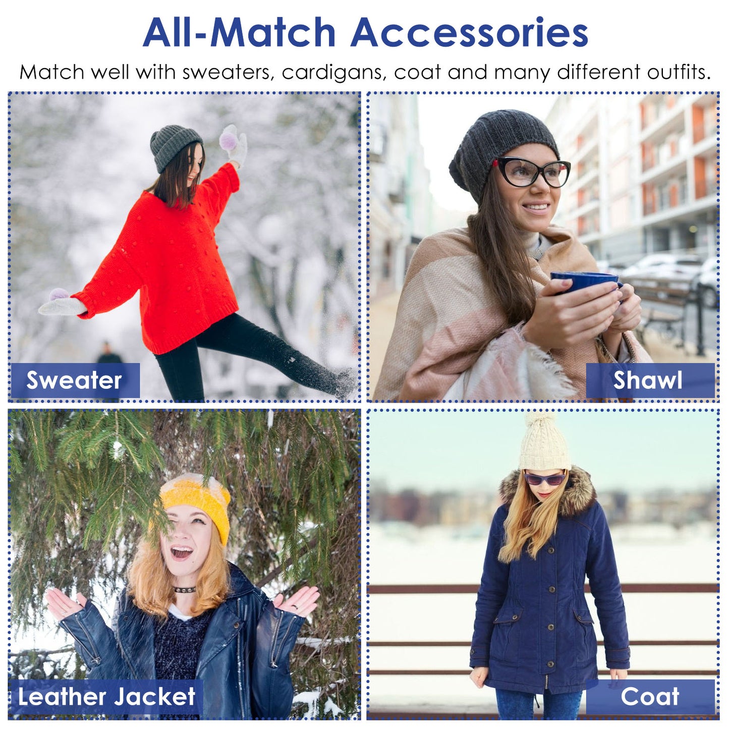 [vendor] 1Set Winter Beanie Hat Scarf Set Women Warm Knitting