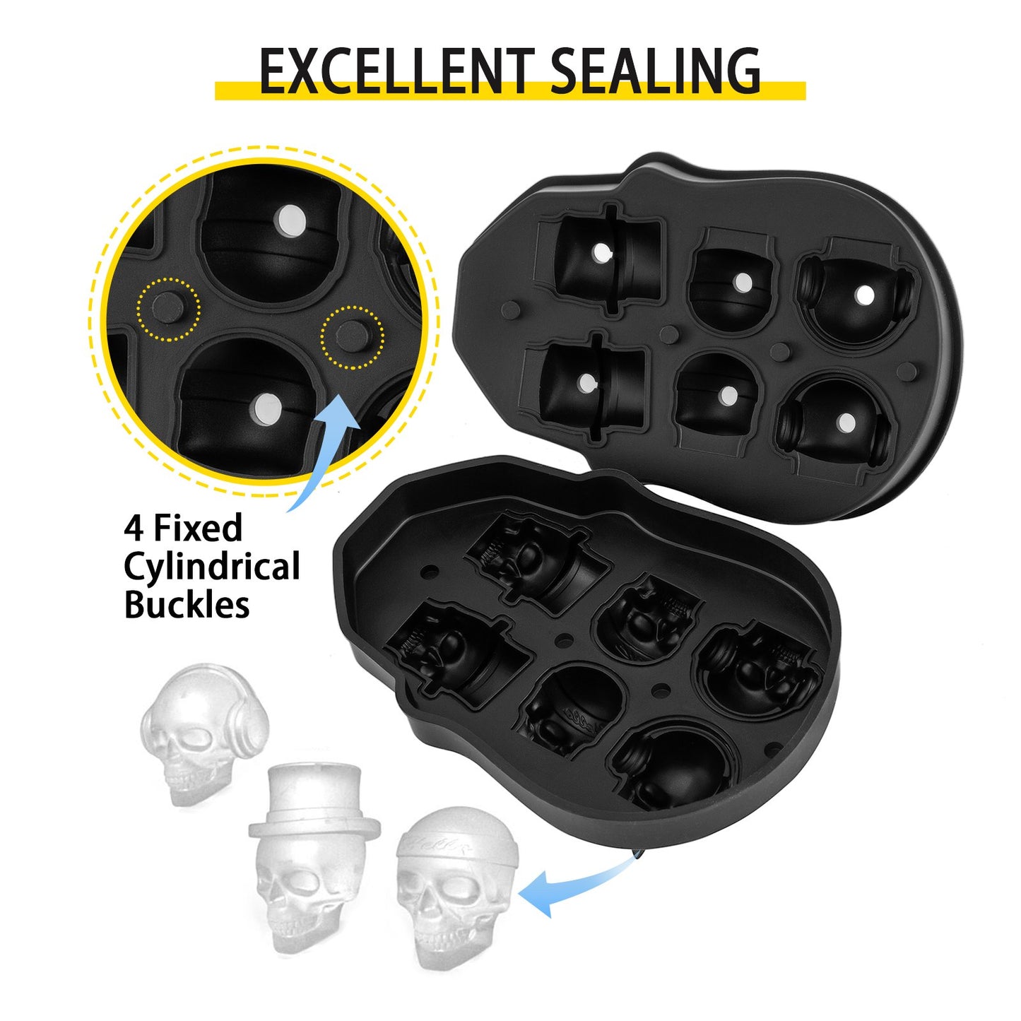 [vendor] Skull Ice Cube Tray, 6-Grid Skull Ice Ball Maker,