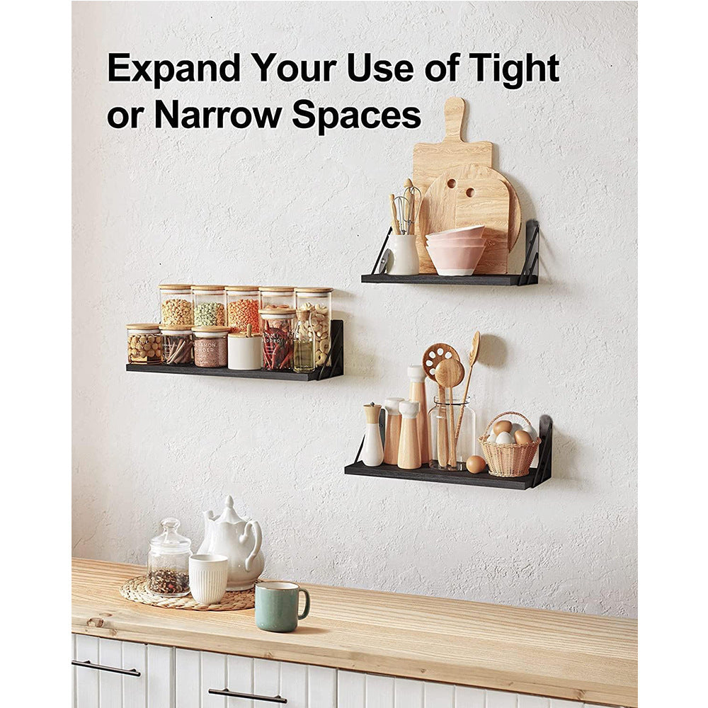 [vendor] 3x Wooden Floating Shelves Wall Mounted Display Storage