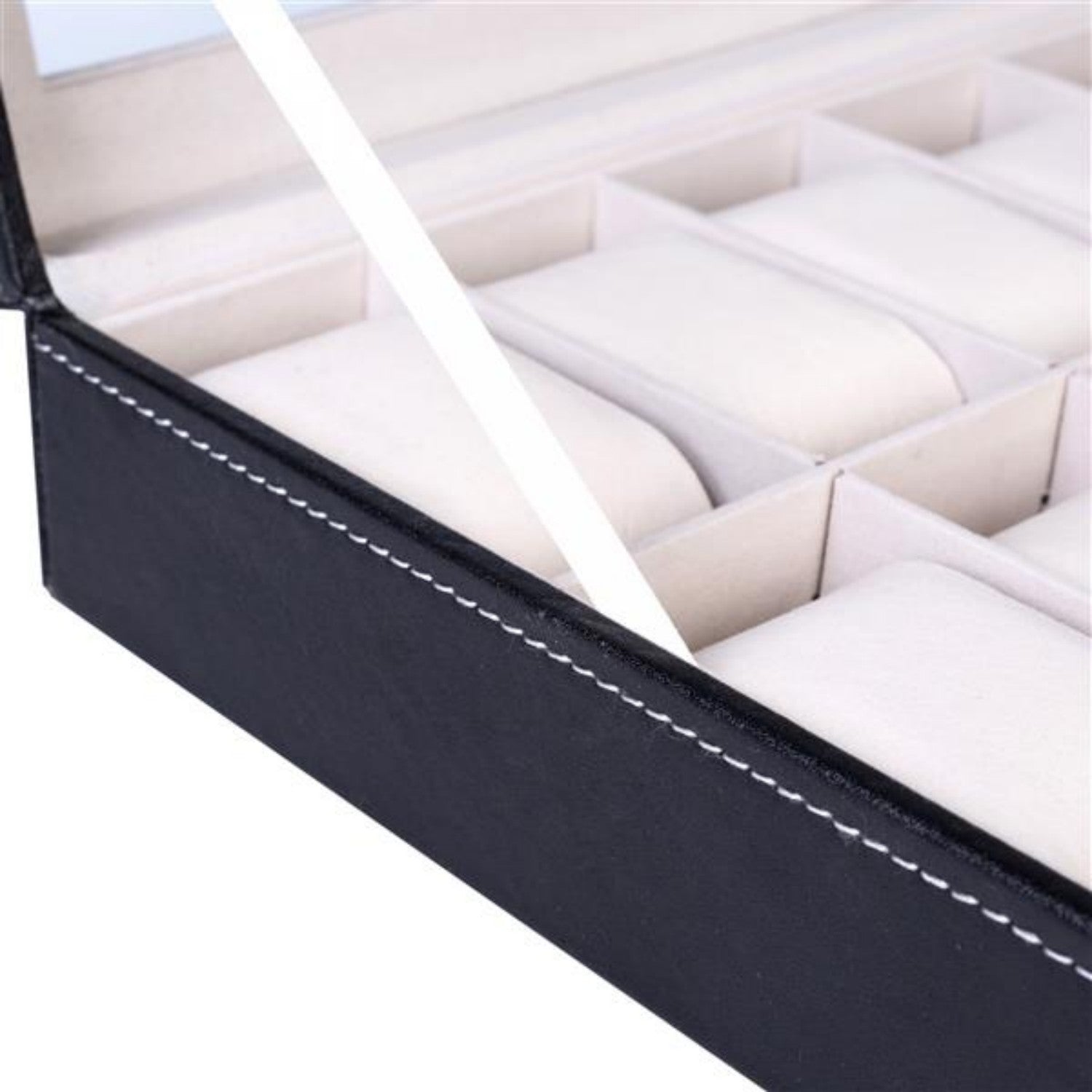 [vendor] 12 Slot Leather Watch Box Display Case Jewelry Organizer