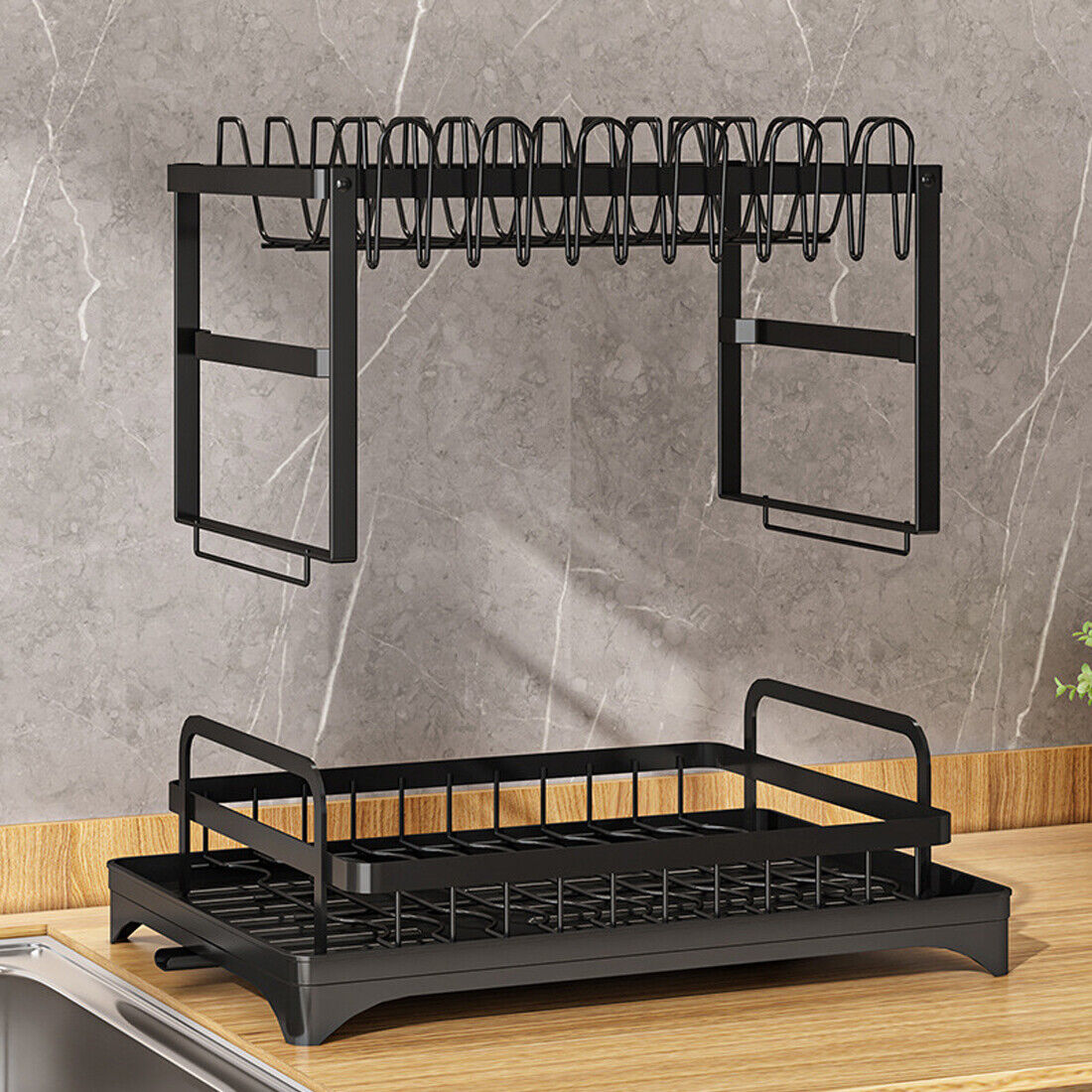 [vendor] NEW 2TIER KITCHEN SINK DISH DRAINER RACK WITH DRIP TRAY