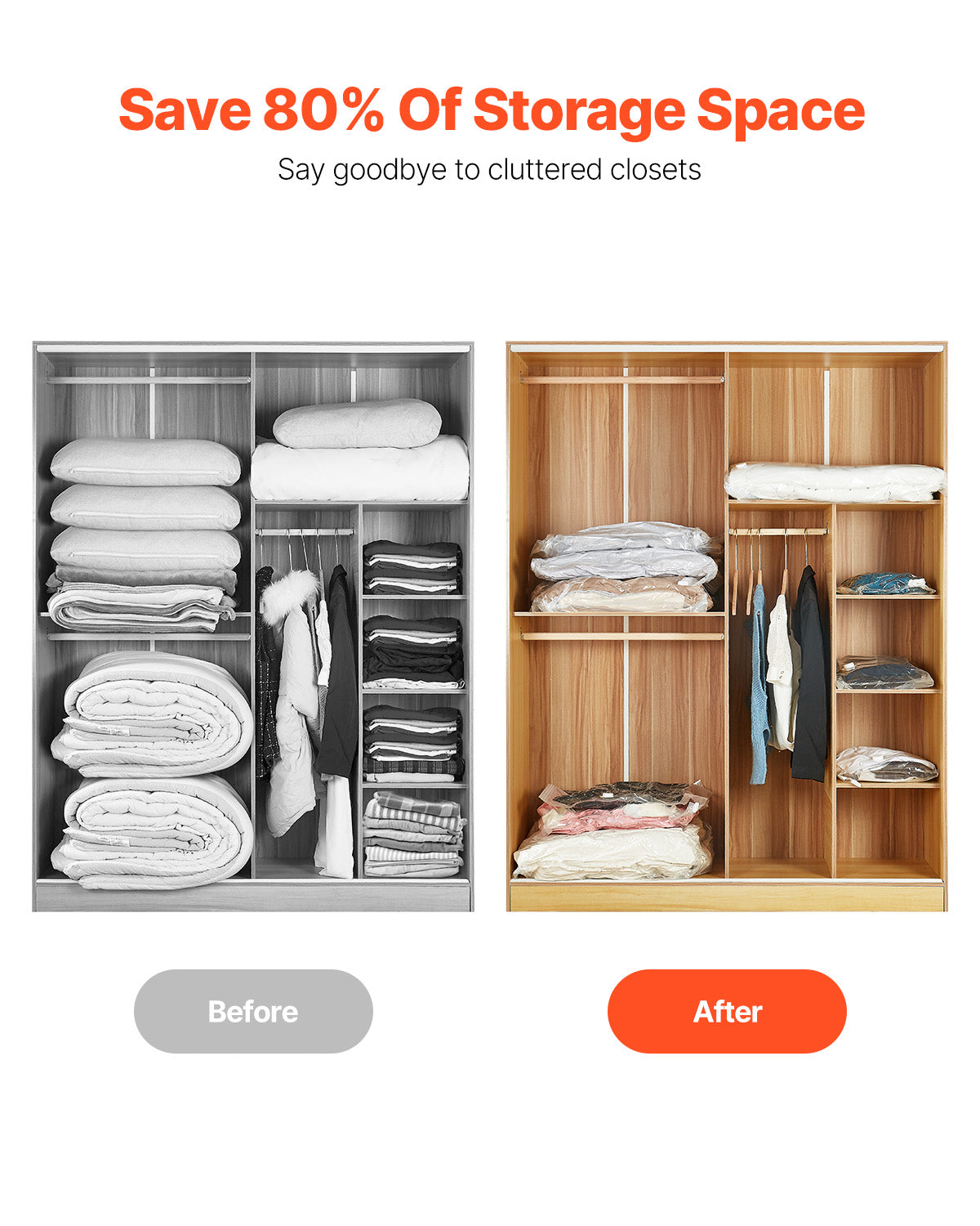 [vendor] 20 Pack Vacuum Storage Bags With Hand Pump, Space Saver